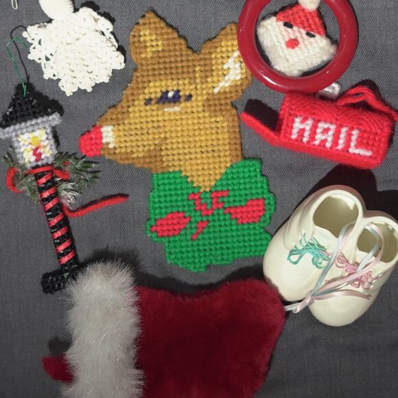 Handmade Other - VTG Handmade Christmas Ornament Lot of 7 Festive Holidaycore Collectible Santa